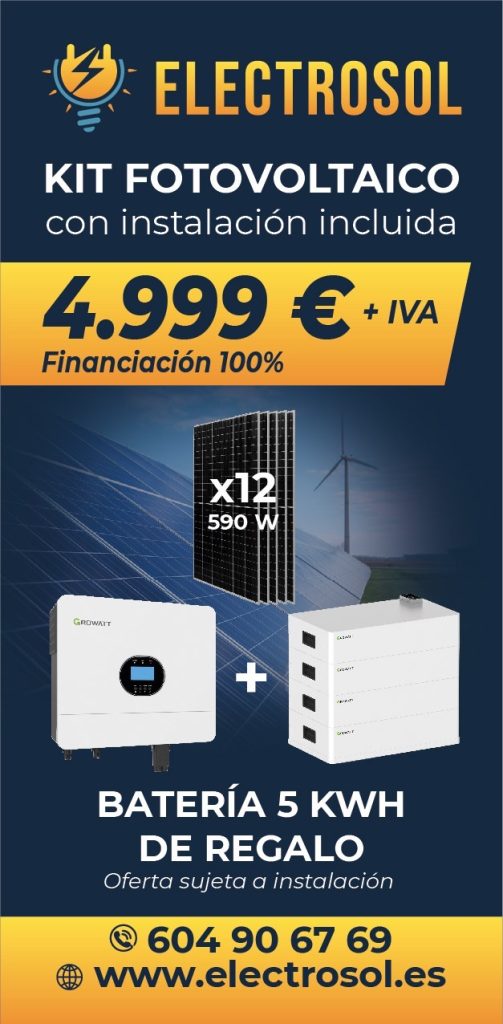 Oferta de instalación fotovoltaica con 12 paneles de 590 W, inversor y batería por 4.999 euros más IVA