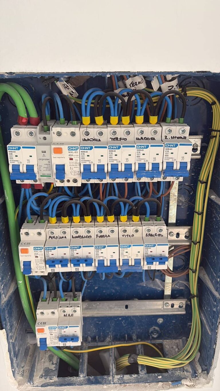 Cuadro eléctrico de vivienda con cada circuito rotulado a mano