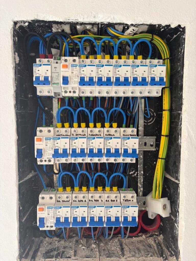 Cuadro eléctrico terminado, con todos los circuitos rotulados